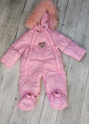 Зимний комбинезон-конверт трансформер для девочки 0-10 мес