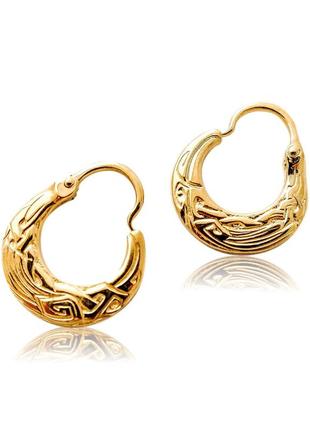 Сережка ворон позолота