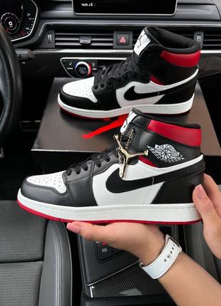 Чоловічі кросівки nike air jordan high black red white3 фото