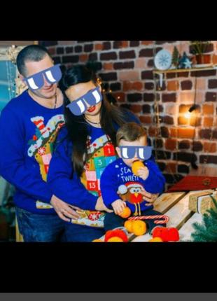 Новорічний family look фемили лук ( папа, мама дитина) свитер