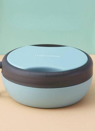 Круглий герметичний ланчбокс зі столовими приборами bowl, 500 мл — блакитний