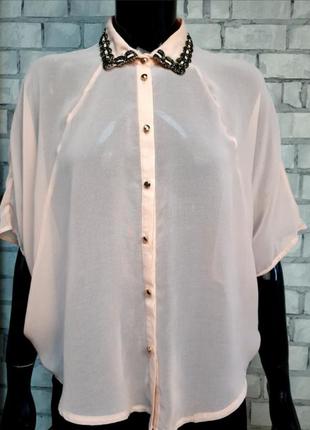 Полупрозрачная блуза с открытой спинкой  и ажурным воротом7 фото