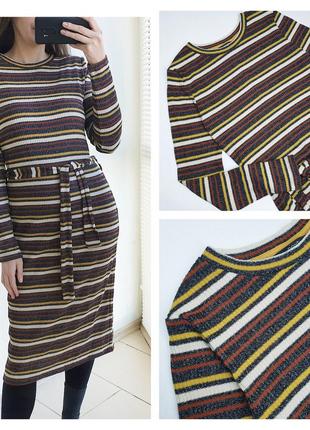 Трикотажное платье миди в полоску