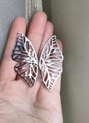 Серьги срібні сережки крила метелика2 фото