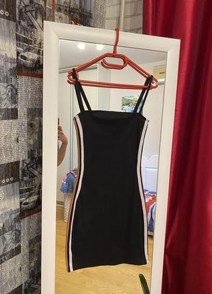 Платье на бретельках в рубчик с лампасами, h&m, xs3 фото
