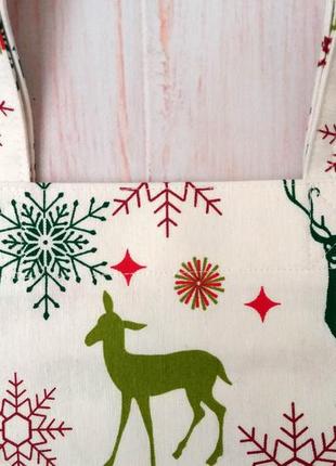 Еко-сумка, шопер олені та сніжинки2 фото