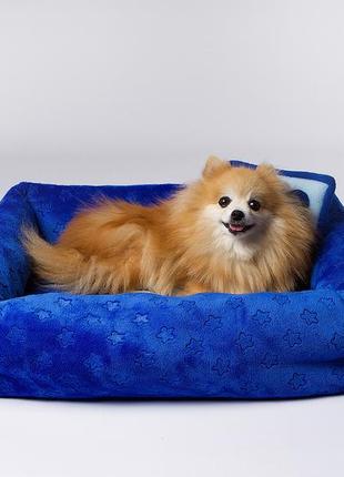 Лежак розкладний для собаки синій гарний лежанка для собачки3 фото