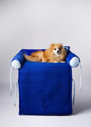 Лежак раскладной для собаки синий красивый лежанка для собачки