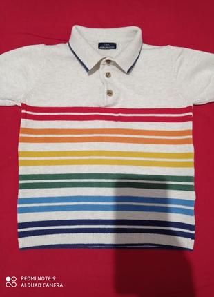 Хлопковая трикотажная плотная футболка поло в полоску радужная разноцветная хлопок бавовна бавовняна2 фото
