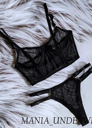 Корсетний комплектик з сіточки з принтом від mania_underwear