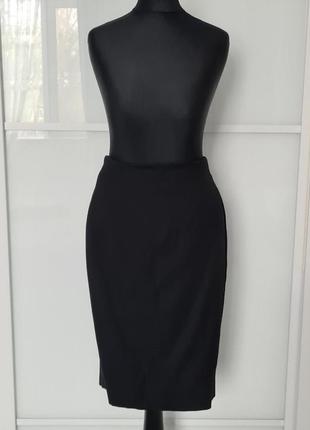 Класна стильна вишукана класична ділова чорна вовняна пряма спідниця натуральна вовна класичний ділрвий стиль