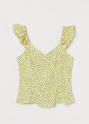 Блуза женская жёлтая цветочный принт