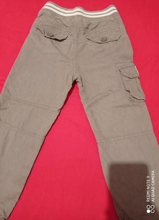 Хлопковые штаны с подкладкой накладными карманами динозавр хлопок бавовна бавовняні2 фото