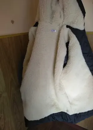 Стильная удлиненная теплая зимняя куртка на овчине , батал, р. 60-622 фото