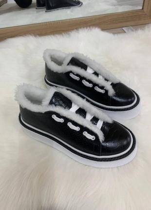 Зимові шкіряні ексклюзивні кеди,36-41