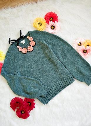 Трендовий светер h&m з широким рукавом та блискучою ниткою