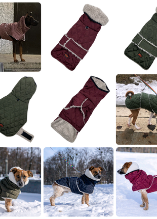 Одежда для собак жилет на липучке хаки, на синтепоне подклад плюшевый мех унисекс6 фото