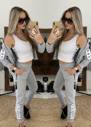 Спортивный костюм тройка, р.s,m,l, турецкая двухнитка, серый