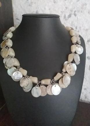 Кольє намисто перламутр натуральний камінь