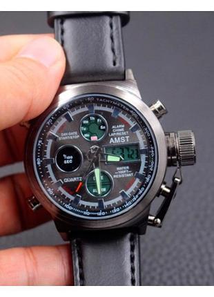 Комплект армейские часы amst + клатч baellerry business black