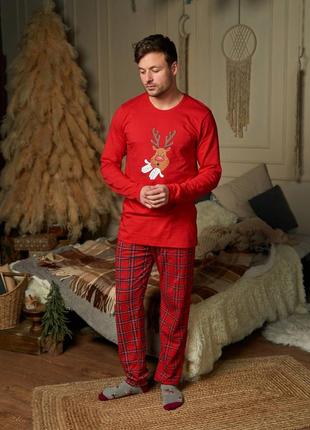 Чоловічий комплект із штанами в клітинку - новорічний олень - family look для родини

✨