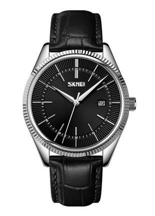 Мужские часы skmei искусственная кожа с датой черный/черный