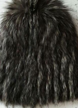Шапка женская натуральная чернобурка зимняя . чорнобурка зимова шапка2 фото