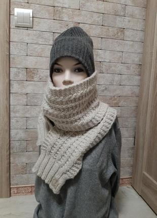 Объёмный  шарф из шерсти2 фото