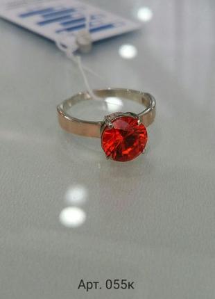 Срібне кольцо з золотой напайкой пластиной камінь цирконій6 фото