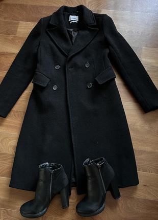 Чорне двубортне пальто reserved3 фото