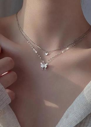 Двйоная подвеска бабочки (золото)