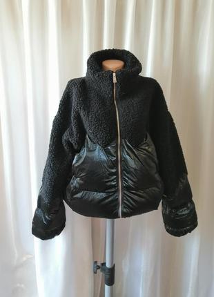 Куртка перламутровая плащёвка дутик с мехом тедди барашек куртка перламутрова плащівка дутик з хутром тедді баранчик