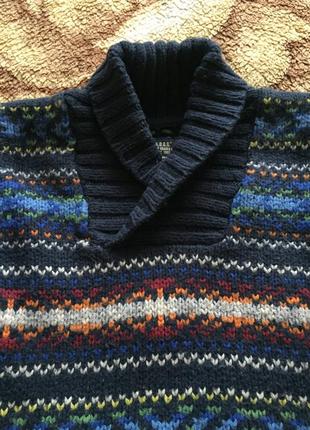 Вязанный шерстяной свитер джемпер в орнамент h&m 12-18 мес.2 фото