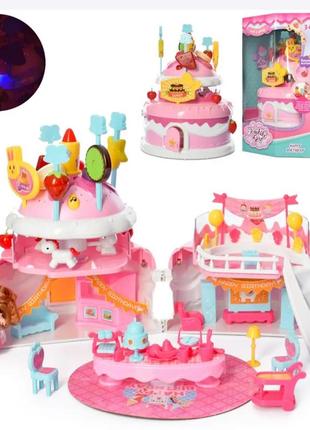 Розвиваюча іграшка будиночок-торт,(29см), прикраси, солодощі, меблі, лялька**