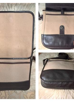 Стильная мужская сумка кожа+текстиль.2 фото