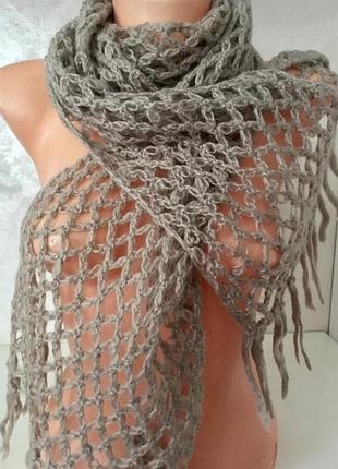 Вовняний ажурний шарф
