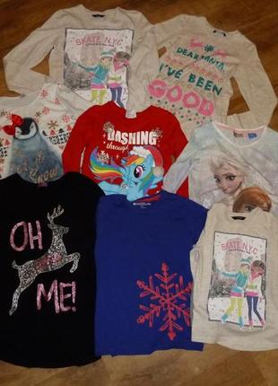 Новогодние регланы, футболки на девочек 6-12 лет