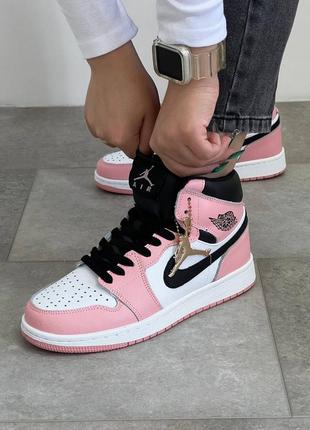 Жіночі кросівки nike air jordan high white pink1 фото