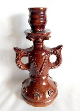 Подсвечник майолика керамика винтажная опошня