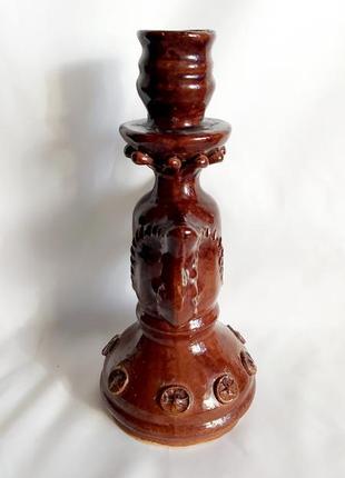 Подсвечник майолика керамика винтажная опошня
