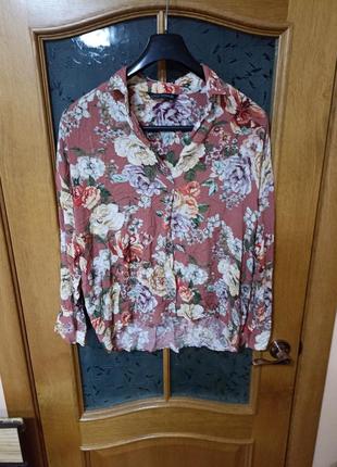 Zara блуза в квітковий принт, р . м2 фото