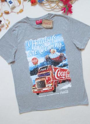 Шикарная хлопковая футболка в новогодний принт coca-cola primark ❄️💜❄️