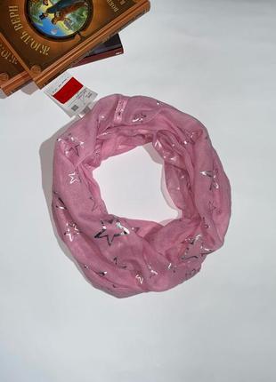 Шифоновий шарф-хомут в зірки рожевого кольору. //бренд: c&a