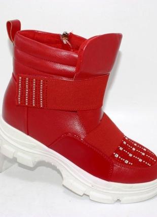 Жіночі червоні зимові черевики зі стразами (зима 2022-2023) для жінок,зручні,комфортні,стильні9 фото