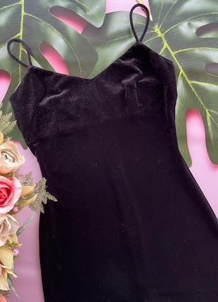 ⚫️чорна вельветова міні сукня на шлейках/коротка чорна м’яка сукня під вельвет⚫️2 фото