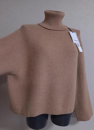 Модный,стильный,мега-качественный,просторный теплый,толстый свитер-разлетайка,в рубчик