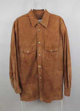 Шикарна шкіряна сорочка sandro pozzi vintage suede brown leather shirt