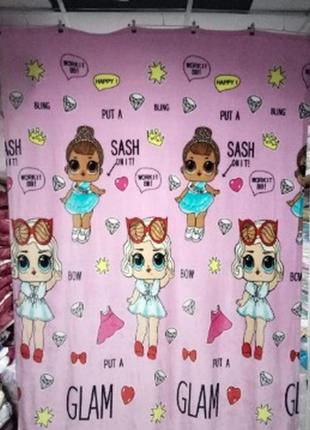 Детский плед флис lol лол полуторный  160х210 см розовый фліс рожевий