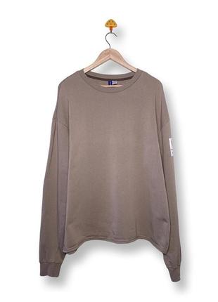 Бежевий h&m divided neversaynever світшот лонгслів patchwork oversized tan crewneck sweatshirt крюнек петчворк yeezy raf simons оверсайз l