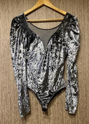 🎈акція 1+1=3 велюровый боди с декольте италия